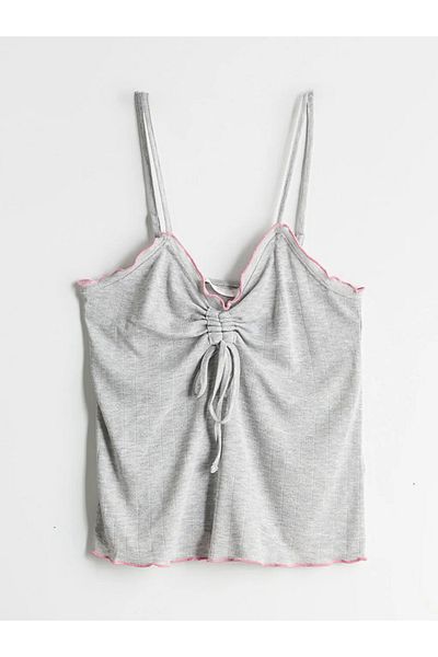 LC Waikiki Lcw Dream Gray V-Neck Women's Capri Pajama Set
