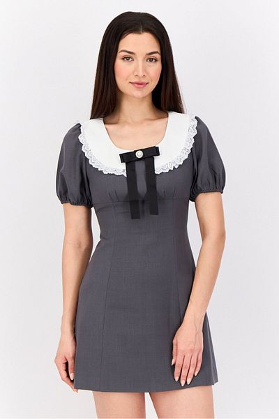 Steve Madden Women Solid Mini Causal Dress, Grey
