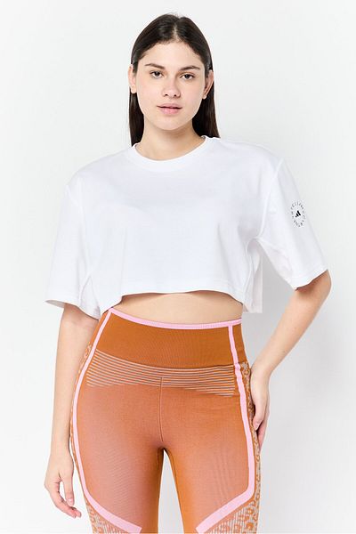 adidas by Stella McCartney Women Sportswear Fit Short Sleeve Training Crop Top, White