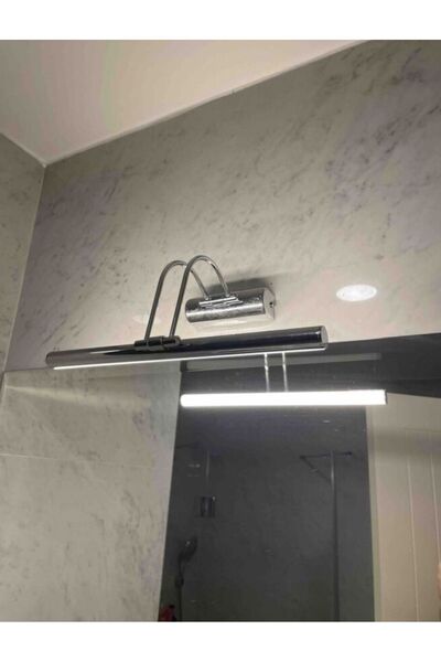 SARA 35cm Krom Kaplama Beyaz Işık Kuğu Ayna Banyo Tablo Duvar Apliği (ELEKTRİKLE ÇALIŞIR)