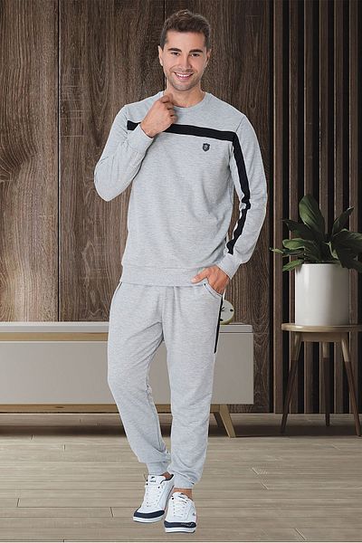 Mecit Pijama Ανδρικό σετ πιτζάμες Mecit 2784 Grey Plus Size