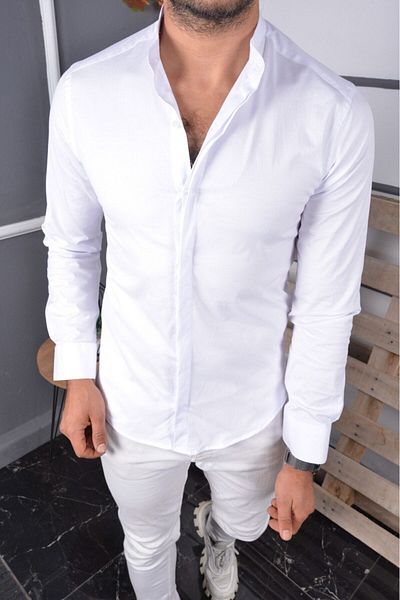 jack carisma Ανδρικό πουκάμισο Judge's Collar με κρυφά κουμπιά Lycra Cotton Silim Fit