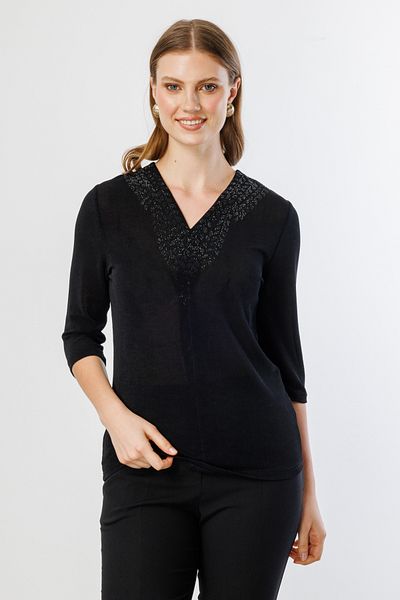 Ekol Half Sleeve Blouse with Stone Collar