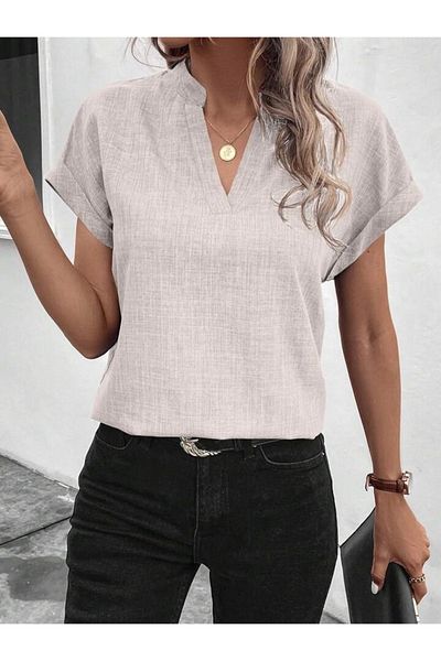 İpeksi Silky Women's Short Sleeve Judge Collar Sofia Blouse