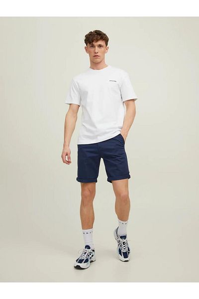 Jack & Jones 12165604   100% Cotton Lycra Regular Fit Men's Chino Short Navy Blue