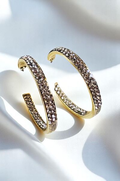 PETEK AKSESUAR 2 ROW FINE Rhinestone EARRING EARRING