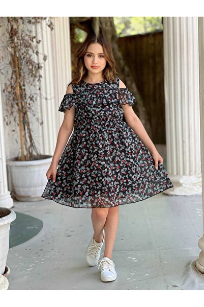 MARİSSA Kız Çocuk Çiçekli Elbise