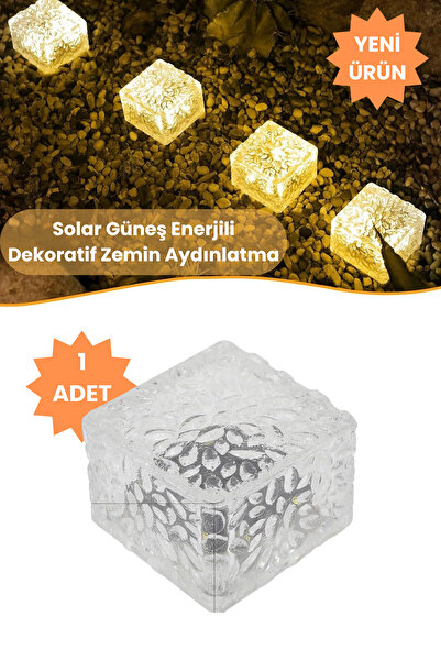 Trendpoint (1Adet) Güneş Enerjili Premium Led Dekoratif Zemin Bahçe Aydınlatm...