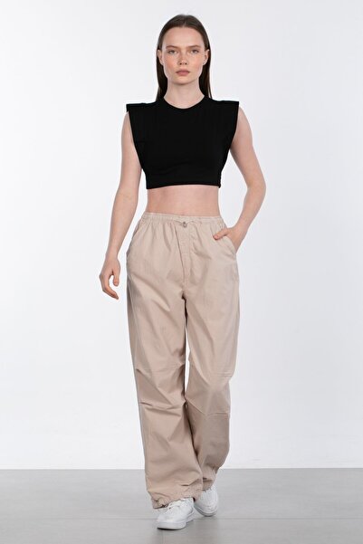 BARRELS AND OIL Pantaloni casual cu șnur la talie și la picioare - Stone