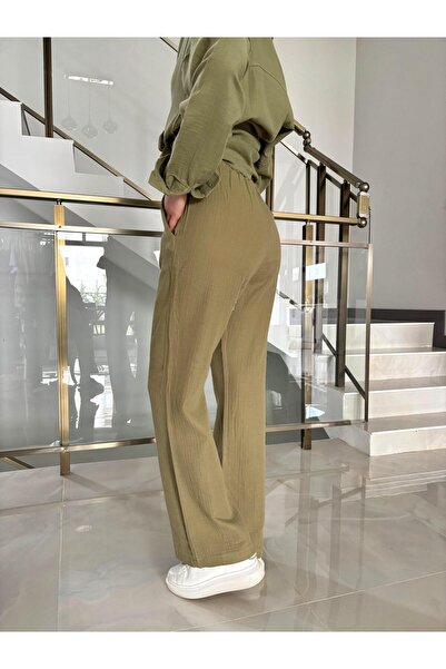 Butik Штани з еластичним поясом з муслінової тканини Vella Beli