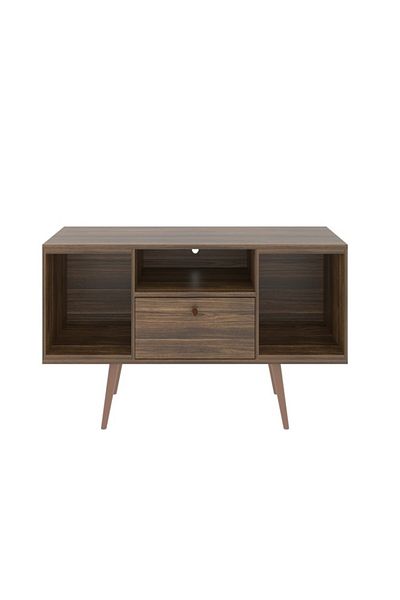 pilati 50" TV Table with Shelves for Living Room and Home, Dark Brown