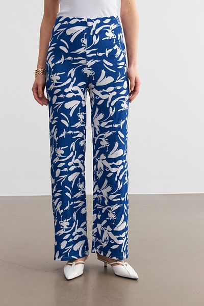 MODAGEN Pantaloni de damă cu picior tubular cu model albastru-alb