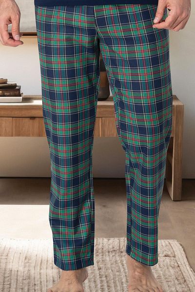 Mecit Pijama Ανδρικές πιτζάμες με μονό κάτω μέρος Mecit 3004 Navy Blue καρό