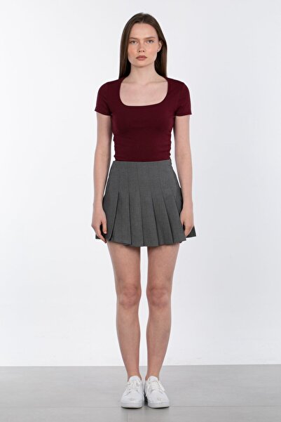 BARRELS AND OIL Mini skirt with pleated shorts - anthracite