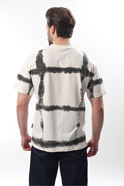 Madmext Ανδρικό μπλουζάκι Ecru Crew Neck Basic E7109