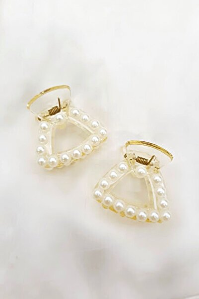 PETEK AKSESUAR 2 Pieces Triangle Small Size Pearl Latch Clasp 3.5 cm