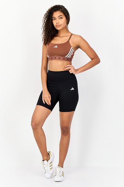 adidas Women Brand Logo Non-padded Sports Bra, Brown