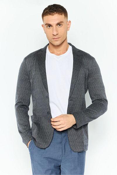 Emporio Armani Men Regular Fit Abstract Formal Blazer, Charcoal