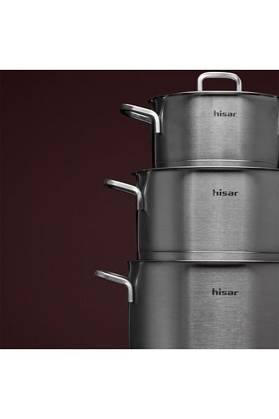 Hisar Buy Lusso 8 Piece Steel Cookware Set.