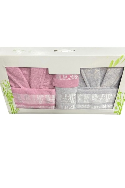 Genel Markalar Bay&bayan %100 Pamuk 2'li 8 Parça Bornoz Seti Bornoz Çeyiz Set...