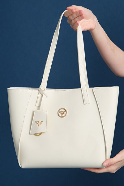 Garbalia Sofia Beige Shoulder Bag - Large Zipper, Magnet Closure, Medium Size