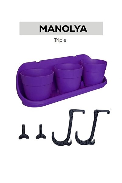 Bulutlife Manolya 13 Triple Saksı Balkon Saksısı 475x160x155 mm 3,30 lt MOR