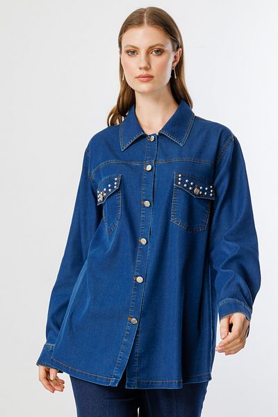 Ekol Studded Detailed Coat with Flap Pocket