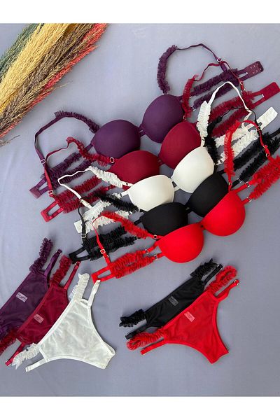 TUEYZEN Padded Princess Model Strapless Bra Panty Set - Women's Lingerie