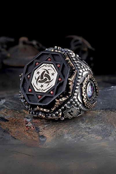 Diriliş Takı Mistik Topaz Taşlı Teşkilat-ı Mahsusa Gümüş Yüzük