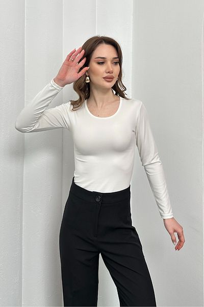 msm fashion Women's Blouse Long Sleeve Crew Neck Bottom Snap