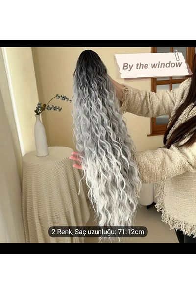Handmade Ponytail Hair 1St Class Synthetic Heat Resistant Grey Ombreli