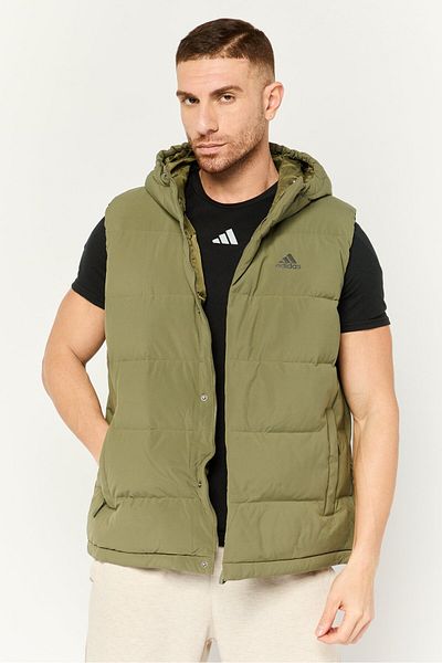 adidas Men Sportswear Fit Sleeveless Outdoor Vest Jacket, Olive