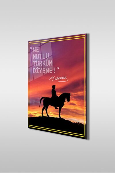 aylintac Pictură verticală pe sticlă cu design special Ataturk, 8 piese