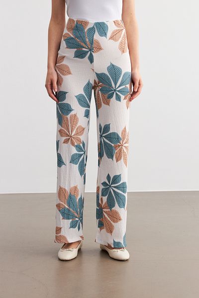 MODAGEN Pantaloni de damă albastru-deschis-alb cu modele florale