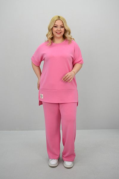 Koza Butik Γυναικείο σετ φόρμας μεγάλου μεγέθους Modal υφασμάτινο κοντό μανίκι φαρδύ πόδι 8184-25
