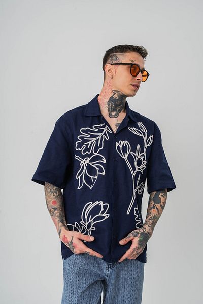 go gang own Ленена риза Ibiza с бродирани детайли
