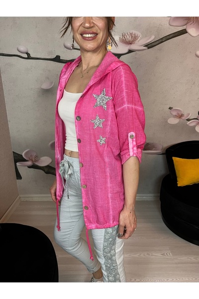 Sisters By Beyaz İnci Yıldız Pul İşlemeli ,Pamuk Ceket