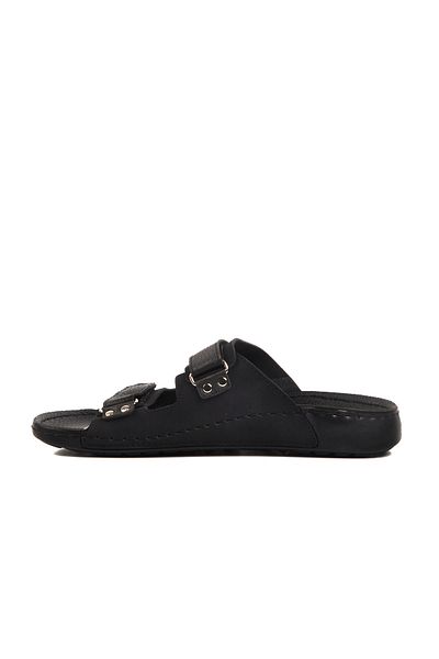 AYAKMOD Black Double Banded Lightweight Men's Slippers 80-012 m