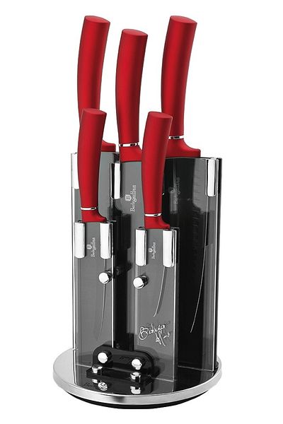 Berlinger Haus Knife set in holder 6 pcs Metallic line Burgundy