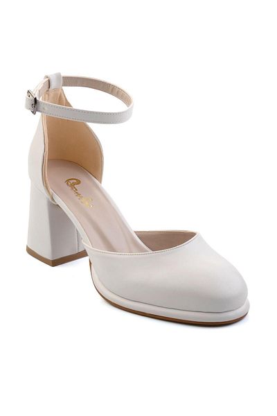 Bambi Pantofi albi cu toc clasic pentru femei K 01484188109