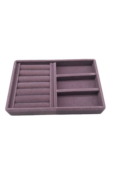 MeGass Dekor Suede Fabric Lilac Color 22 cm 14 cm Drawer Jewelry Stand