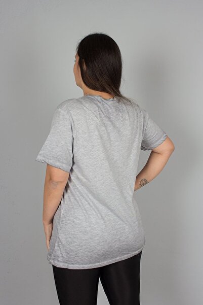 Truva XXL Μπλούζα με πέτρινη ρίγα από βαμβάκι μεγάλου μεγέθους B098