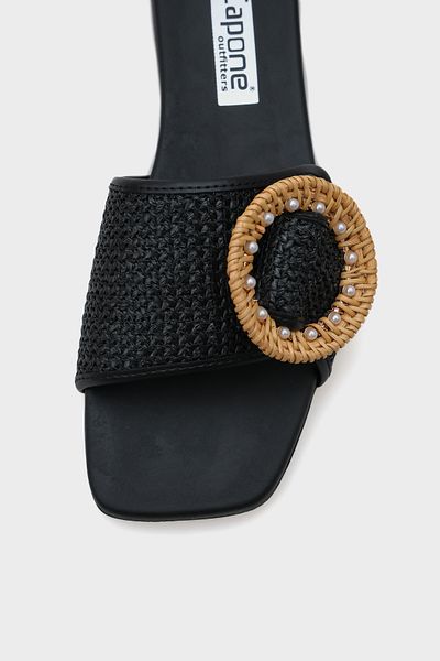 Capone Outfitters Γυναικείες παντόφλες Manya Blunt Toe Straw με κοντό τακούνι Comfort
