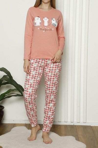 Nicoletta Γυναικείο Σετ Πυτζάμες Cotton Coral