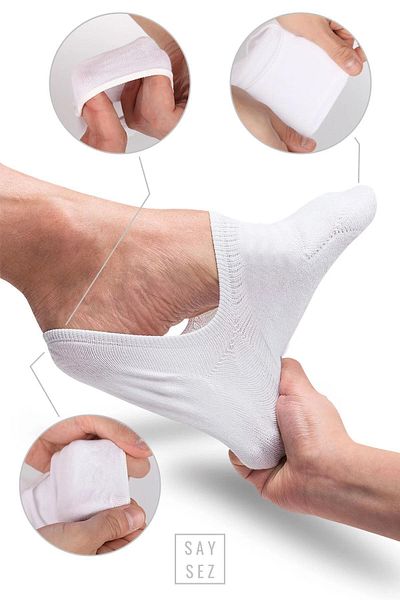 SAYSEZ Silicone Heel Men's Ballerina Socks Seamless Appearance Premium 6 Pkt