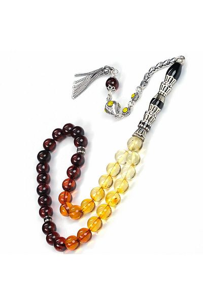 TESBİHCİBABA Nakkaş İmame Color Filtered Drop Amber Rosary