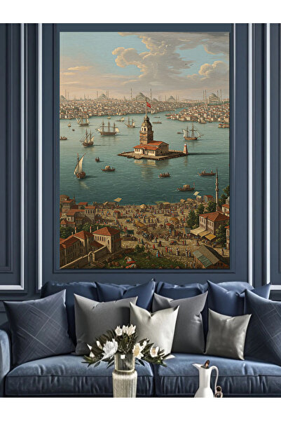 ekart Osmanlı Kız Kulesiyle İstanbul Manzarası Dekoratif Kanvas - Mdf Ahşap Tablo