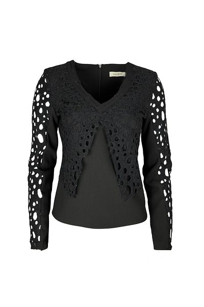 KAMEYA Black Blouse with Low-Cut Sleeves