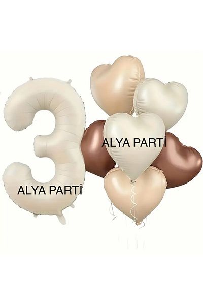 ALYA Σετ γενεθλίων PARTY Number Foil με μπαλόνια και ρετρό χρώματα Heart Foil μπαλόνια