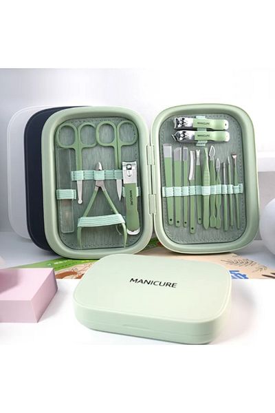 Arzu Güzel Cosmetics Green 18 Piece Handy Manicure-Pedicure Set, Face and Nail Care